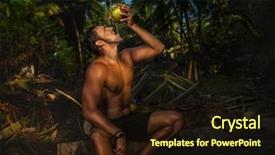  Presentation with coconut palm tree - Beautiful presentation theme featuring palm tree and rinking coconut backdrop and a wine colored foreground