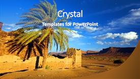  Presentation with landscape desert - Amazing slides having palm tree deasert - desert landscape in sunset light backdrop and a teal colored foreground
