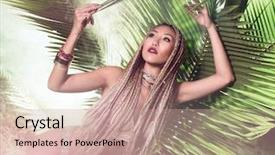  Presentation with palm oil seeds of tree - Beautiful PPT theme featuring palm tree in the jungle backdrop and a  colored foreground