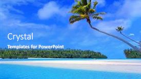  Presentation with palm tree - Slide deck enhanced with palm tree on one foot island background and a teal colored foreground