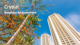  Presentation with palm tree - Theme enhanced with palm tree tops against apartment background and a teal colored foreground