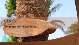  Presentation with palm tree - Presentation theme enhanced with palm-tree-with-a-wooden and a coral colored foreground