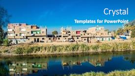  Presentation with canal irrigation - Cool new PPT theme with palm-trees-and-residential-buildings backdrop and a teal colored foreground