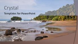  Presentation with palm beach - Audience pleasing presentation theme consisting of palm-trees-and-sandy-beach backdrop and a light blue colored foreground