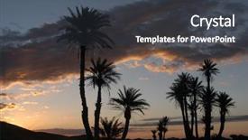  Presentation with sahara - Slides having palm trees at sunrise background and a dark gray colored foreground