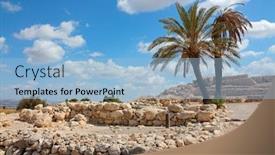  Presentation with national - Audience pleasing slide set consisting of palm-trees-at-the-megiddo backdrop and a light blue colored foreground