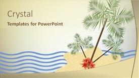  Presentation with summer trees - Amazing PPT layouts having palm trees growing at little island and space for your text summer holiday concept backdrop and a cream colored foreground