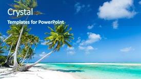  Presentation with palm beach - Cool new PPT theme with palm trees in french polynesia backdrop and a ocean colored foreground