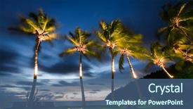  Presentation with movement - PPT theme consisting of palm trees move in the breeze of a se asian evening movement blur background and a ocean colored foreground
