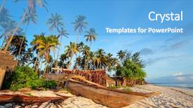  Presentation with sailboat - Beautiful slides featuring palm trees on a tropical backdrop and a light blue colored foreground