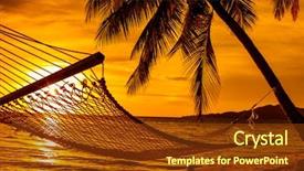  Presentation with palm beach - Beautiful slide deck featuring palm trees on a tropical backdrop and a tawny brown colored foreground