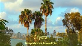  Presentation with world tourism - Audience pleasing theme consisting of palm-trees-on-the-hill backdrop and a tawny brown colored foreground