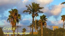  Presentation with world tourism - Colorful presentation theme enhanced with palm-trees-on-the-hill backdrop and a tawny brown colored foreground