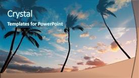  Presentation with hawaii - Amazing PPT theme having palm trees sunset colorful sky backdrop and a ocean colored foreground