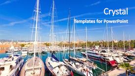  Presentation with marina - Slides having palma de mallorca port marina in majorca balearic island of spain background and a cobalt blue colored foreground