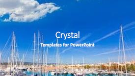  Presentation with marina - Theme having palma de mallorca port marina in majorca balearic island of spain background and a cobalt blue colored foreground