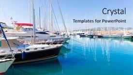  Presentation with marina - PPT layouts featuring palma de mallorca port marina in majorca balearic island of spain background and a light blue colored foreground
