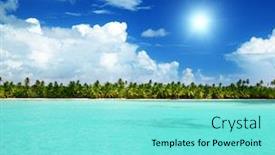  Presentation with caribbean - PPT theme consisting of palms and caribbean sea background and a seafoam green colored foreground