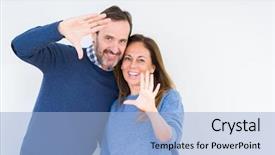  Presentation with love frame - Theme enhanced with palms and fingers camera perspective background and a light blue colored foreground