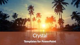  Presentation with tropical beach sunset - Colorful slide set enhanced with palms on a tropical backdrop and a tawny brown colored foreground