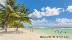  Presentation with turquoise beach - Presentation with palms-on-the-white-beach background and a  colored foreground