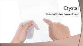  Presentation with hand holding puzzle piece - Audience pleasing presentation design consisting of palmtop - beautiful woman hand holding transparent backdrop and a white colored foreground