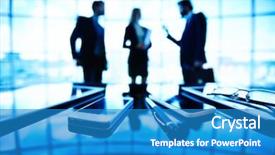  Presentation with people talking - Presentation theme consisting of palmtop - business people talking background and a  colored foreground