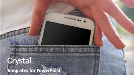  Presentation with smart - Amazing PPT theme having palmtop - female hand puts white smart backdrop and a gray colored foreground