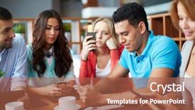  Presentation with teenage - Slide deck with palmtop - portrait of teenage friends using background and a red colored foreground