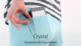  Presentation with jeans - Beautiful slides featuring palmtop - smart phone in pocket jeans backdrop and a light blue colored foreground