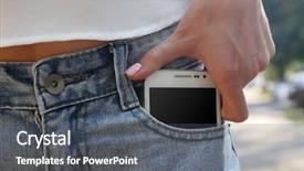  Presentation with retail smart phone - PPT theme with palmtop - white smart mobile phone background and a dark gray colored foreground