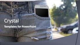  Presentation with jeans - PPT theme enhanced with palmtop - white smart mobile phone background and a gray colored foreground