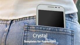  Presentation with jeans - Presentation theme consisting of palmtop - white smart mobile phone background and a ocean colored foreground