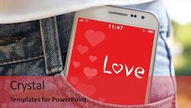  Presentation with retail smart phone - Beautiful presentation theme featuring palmtop - white smart mobile phone backdrop and a red colored foreground