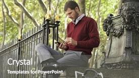  Presentation with rideshare taxi app on smartphone - Slide deck having authority government pillar graphic concept background and a light gray colored foreground