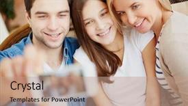  Presentation with man holding phone - Presentation consisting of palmtop - young man holding cellular phone background and a coral colored foreground