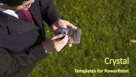  Presentation with japanese new year above view - Audience pleasing PPT theme consisting of palmtop focus on the device backdrop and a tawny brown colored foreground