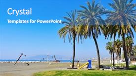  Presentation with beach - Colorful theme enhanced with palo beach in malaga spain backdrop and a teal colored foreground