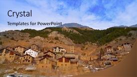  Presentation with village - Cool new presentation design with pals - pal village in andorra pyrenees backdrop and a light blue colored foreground