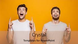  Presentation with best - Cool new PPT layouts with pals - portrait of a two happy backdrop and a coral colored foreground