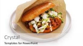  Presentation with chorizo - Presentation featuring pambazo-mexican-chorizo-potato-sandwich background and a white colored foreground