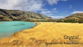  Presentation with strong wind - Slide set with pampa - national park torres del paine background and a yellow colored foreground