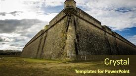  Presentation with destination - PPT theme featuring pamplona is a famous spanish destination for its beautiful old town and the citadel park background and a tawny brown colored foreground