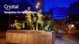  Presentation with spain - Cool new slides with pamplona monument to san fermin backdrop and a navy blue colored foreground