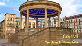  Presentation with spain - Amazing theme having pamplona navarra in spain plaza del castillo square downtown backdrop and a tawny brown colored foreground
