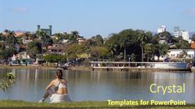  Presentation with lagoon - Presentation having pampulha-lagoon-in-belo-horizonte background and a violet colored foreground