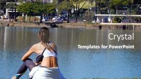  Presentation with lagoon - Audience pleasing presentation theme consisting of pampulha-lagoon-in-belo-horizonte backdrop and a gray colored foreground