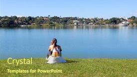  Presentation with lagoon - PPT theme featuring pampulha-lagoon-in-belo-horizonte background and a tawny brown colored foreground