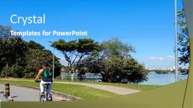  Presentation with lagoon - Cool new presentation with pampulha-lagoon-in-belo-horizonte backdrop and a teal colored foreground