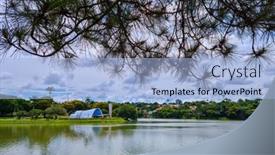  Presentation with green lagoon - Slide deck featuring pampulha-lagoon-in-belo-horizonte background and a light blue colored foreground